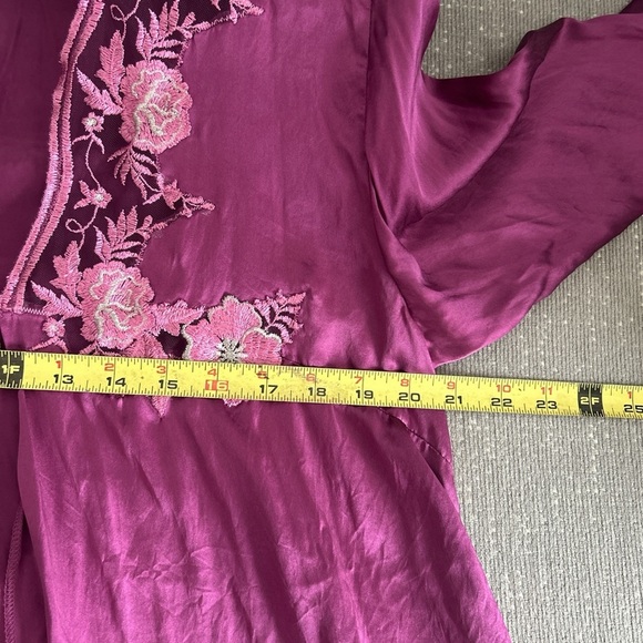 Vintage Burgundy Mulberry Silk Embroidery Fairy Y2K Robe M/L - Picture 8 of 11
